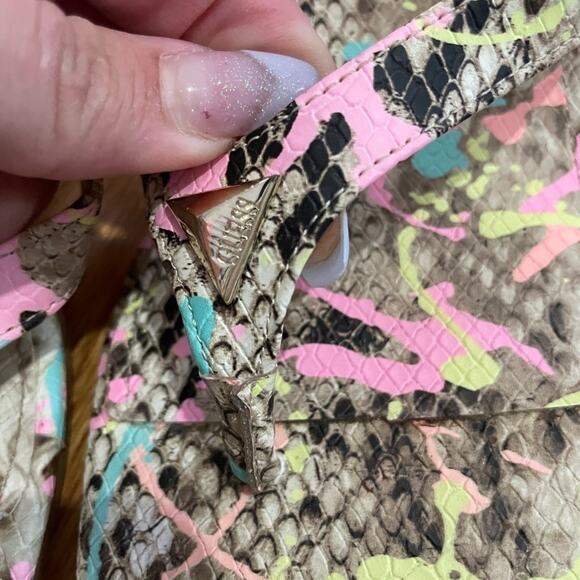 Square Toe Snake Print Sandals - Picture 3 of 5